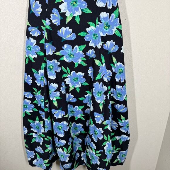 Free People Finer Things Floral Printed Midi Dress Black Blue Combo Medium - Picture 3 of 10